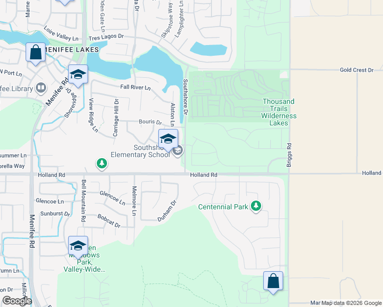 map of restaurants, bars, coffee shops, grocery stores, and more near Daisy Lane in Menifee
