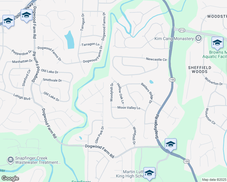 map of restaurants, bars, coffee shops, grocery stores, and more near 3690 Woodyhill Drive in Stonecrest