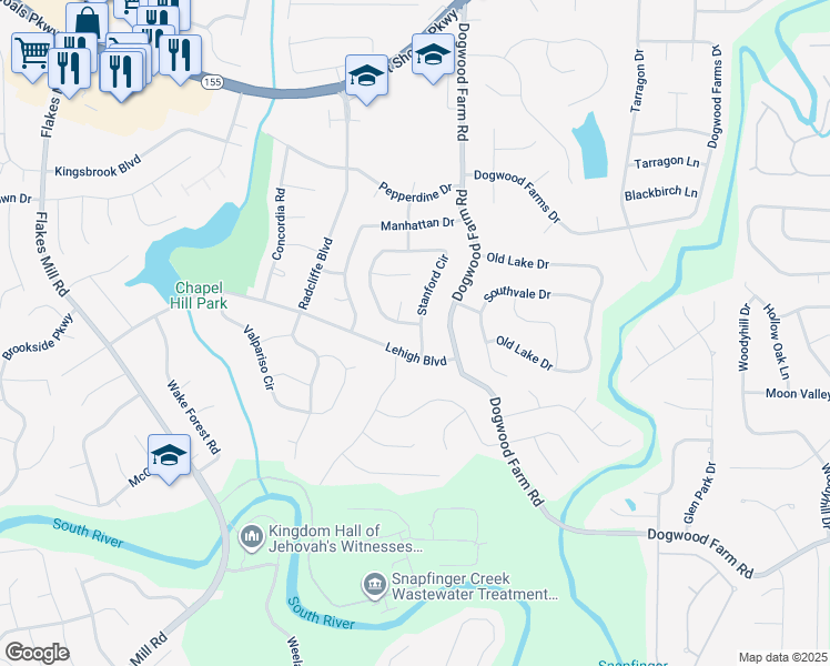 map of restaurants, bars, coffee shops, grocery stores, and more near 3759 Stanford Circle in Decatur
