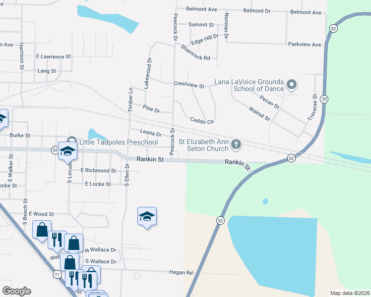 map of restaurants, bars, coffee shops, grocery stores, and more near 125 Shalie in Ashdown