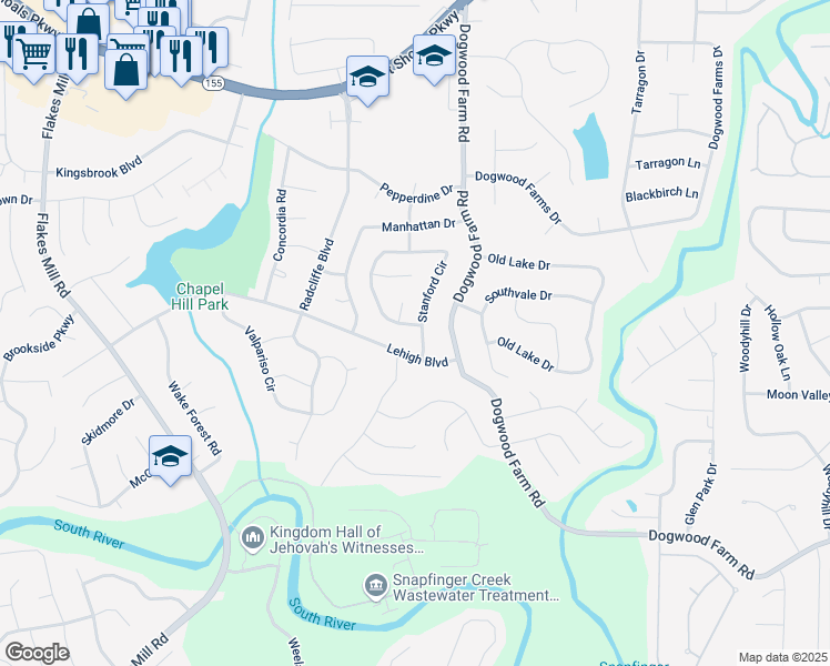 map of restaurants, bars, coffee shops, grocery stores, and more near 3510 Stanford Circle in Decatur