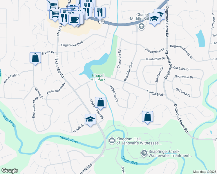map of restaurants, bars, coffee shops, grocery stores, and more near 3741 Valpariso Circle in Decatur