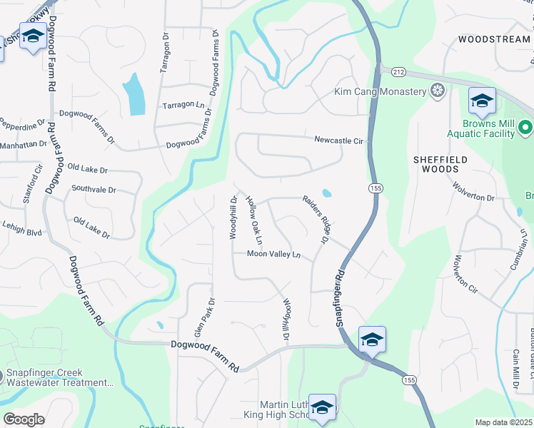 map of restaurants, bars, coffee shops, grocery stores, and more near 3735 Spring Garden Lane in Stonecrest