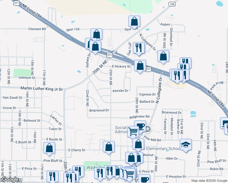 map of restaurants, bars, coffee shops, grocery stores, and more near 2522 Kessler Drive in Paris