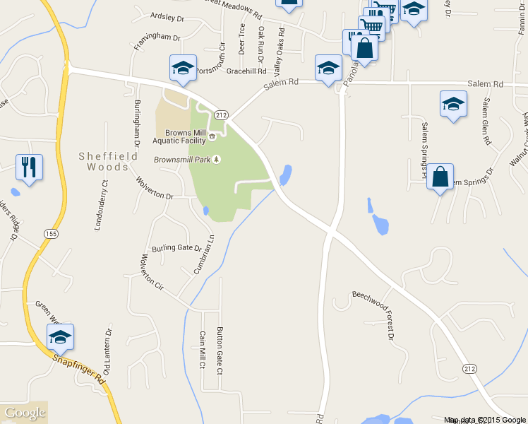 map of restaurants, bars, coffee shops, grocery stores, and more near 5101 Browns Mill Road in Lithonia