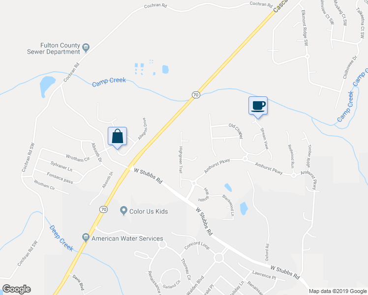 map of restaurants, bars, coffee shops, grocery stores, and more near 3060 Highgreen Trail in College Park