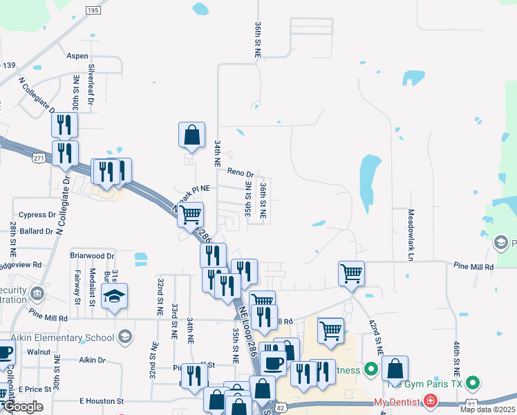 map of restaurants, bars, coffee shops, grocery stores, and more near 1150 35th Street Northeast in Paris