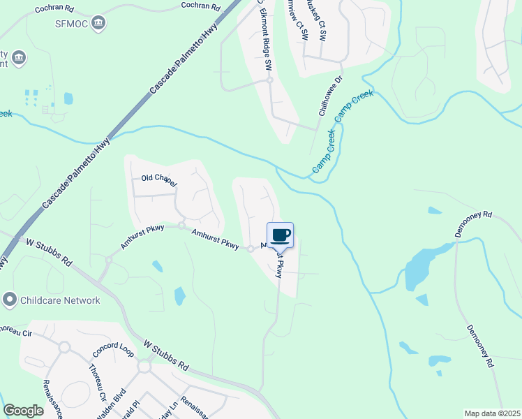 map of restaurants, bars, coffee shops, grocery stores, and more near 3243 Timber Ridge in College Park