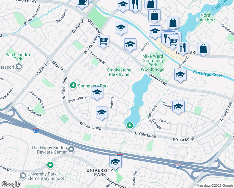 map of restaurants, bars, coffee shops, grocery stores, and more near 20 Portside in Irvine
