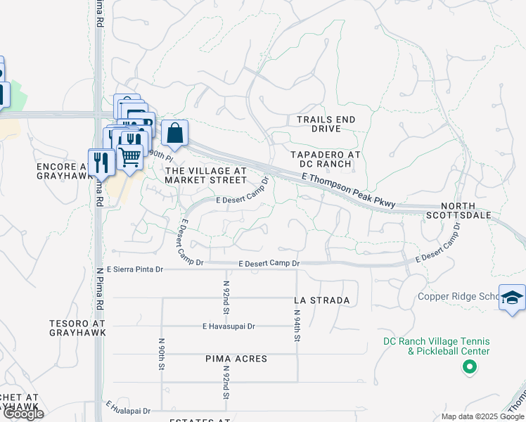 map of restaurants, bars, coffee shops, grocery stores, and more near 9281 East Mohawk Lane in Scottsdale