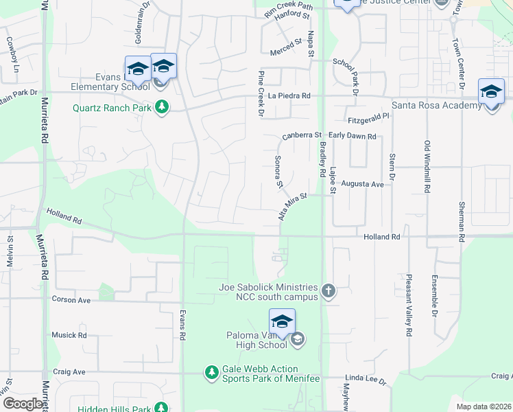 map of restaurants, bars, coffee shops, grocery stores, and more near 30877 Mirage Circle in Menifee