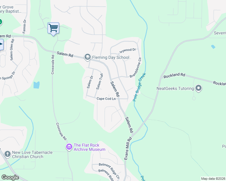 map of restaurants, bars, coffee shops, grocery stores, and more near 3744 Bayshore Court in Stonecrest