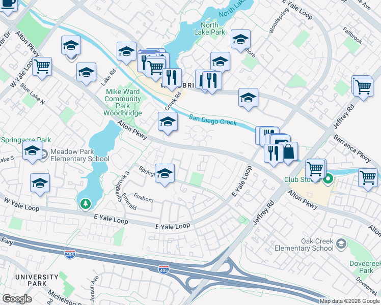 map of restaurants, bars, coffee shops, grocery stores, and more near 29 Chenile in Irvine
