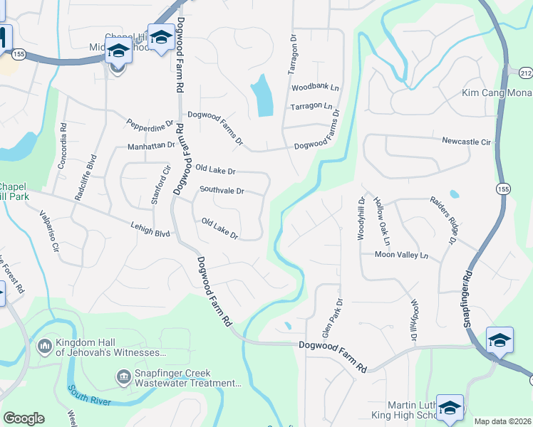 map of restaurants, bars, coffee shops, grocery stores, and more near 4454 Old Lake Drive in Decatur