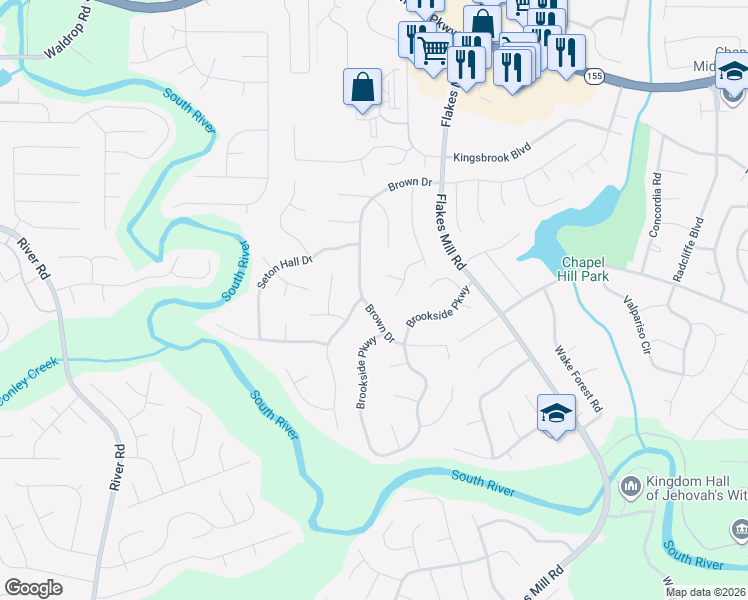 map of restaurants, bars, coffee shops, grocery stores, and more near 3756 Brown Drive in Decatur