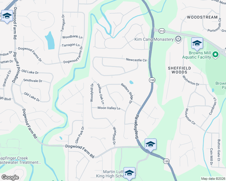 map of restaurants, bars, coffee shops, grocery stores, and more near 4586 High Gate Lane in Lithonia