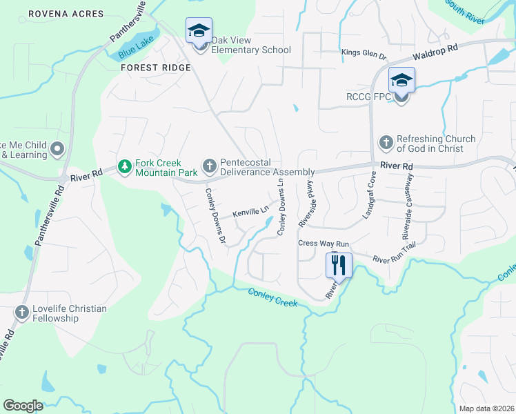 map of restaurants, bars, coffee shops, grocery stores, and more near 3028 Kenville Lane in Decatur