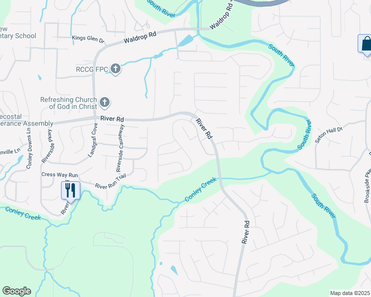 map of restaurants, bars, coffee shops, grocery stores, and more near 3531 Sycamore Bend in Decatur