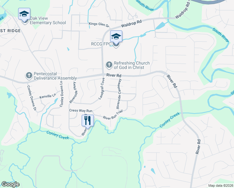 map of restaurants, bars, coffee shops, grocery stores, and more near 3253 Landgraf Close in Decatur