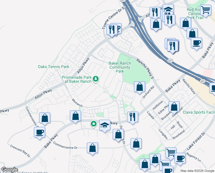 map of restaurants, bars, coffee shops, grocery stores, and more near 37 Swift in Lake Forest