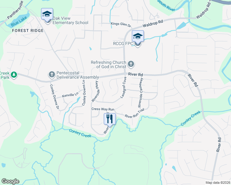 map of restaurants, bars, coffee shops, grocery stores, and more near 3755 Ozmer Court in Decatur