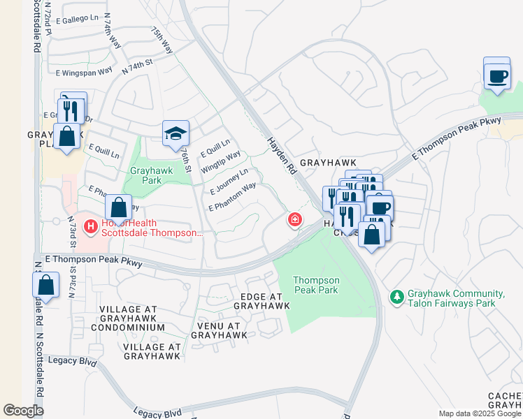 map of restaurants, bars, coffee shops, grocery stores, and more near 20410 North 78th Street in Scottsdale