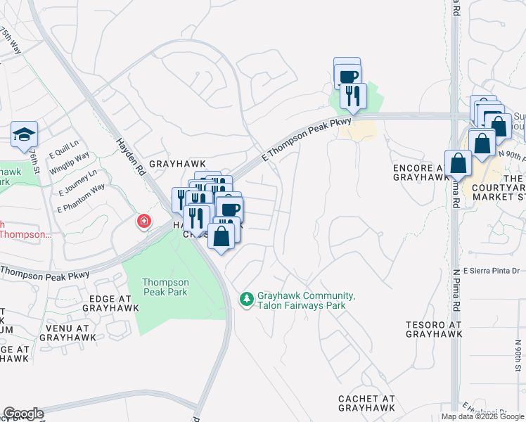 map of restaurants, bars, coffee shops, grocery stores, and more near 8232 East Angel Spirit Drive in Scottsdale