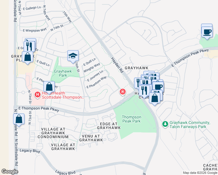 map of restaurants, bars, coffee shops, grocery stores, and more near 20410 North 78th Street in Scottsdale