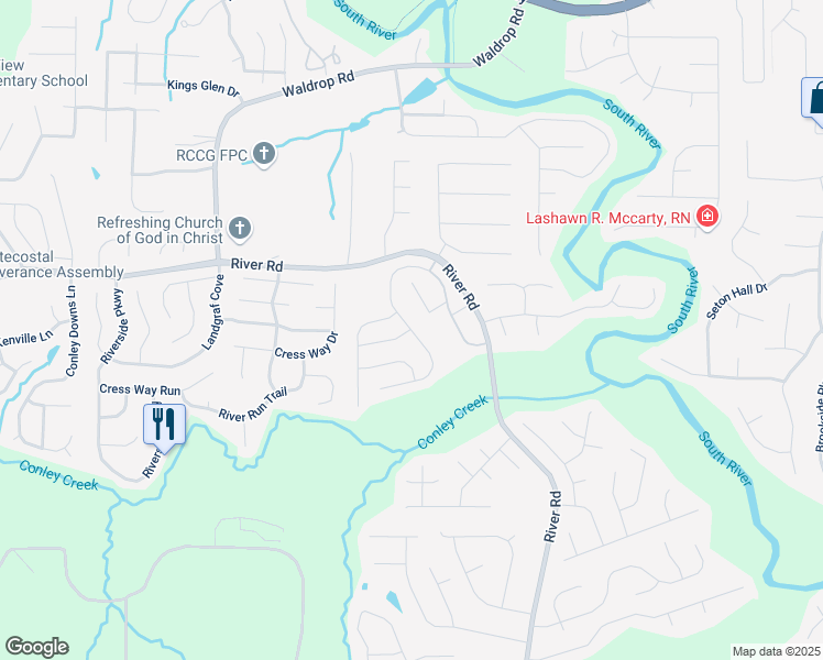 map of restaurants, bars, coffee shops, grocery stores, and more near 3531 Sycamore Bend in Decatur
