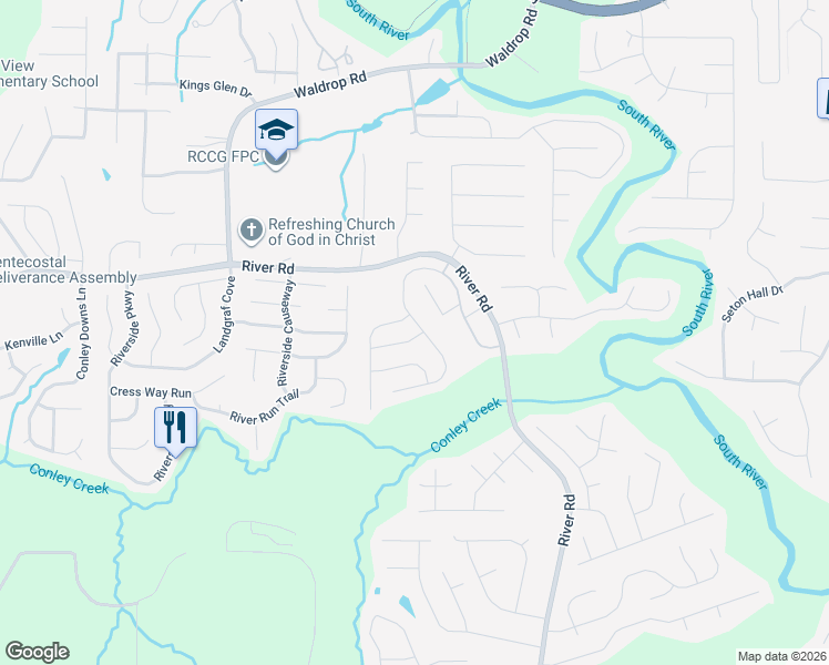 map of restaurants, bars, coffee shops, grocery stores, and more near 3531 Sycamore Bend in Decatur