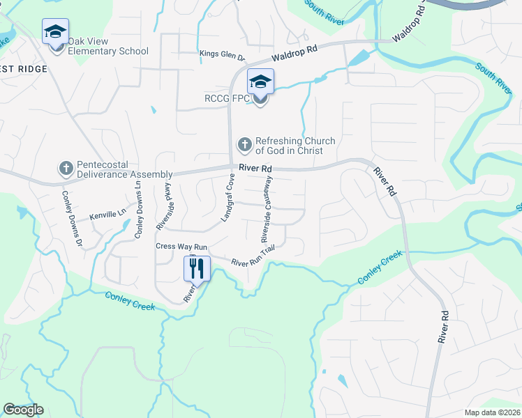 map of restaurants, bars, coffee shops, grocery stores, and more near 3253 Landgraf Close in Decatur
