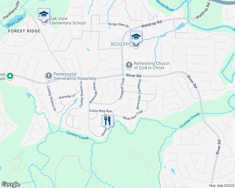 map of restaurants, bars, coffee shops, grocery stores, and more near 3755 Ozmer Court in Decatur