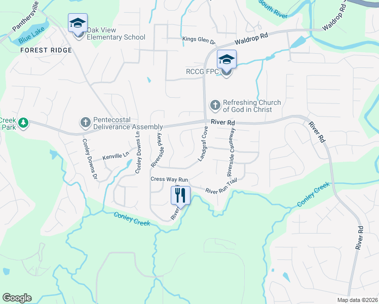 map of restaurants, bars, coffee shops, grocery stores, and more near 3755 Ozmer Court in Decatur