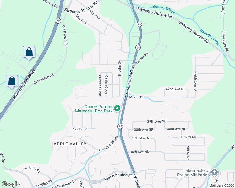 map of restaurants, bars, coffee shops, grocery stores, and more near 3920 Center Point Parkway in Birmingham