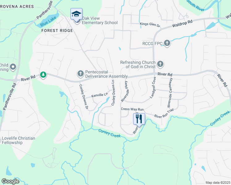 map of restaurants, bars, coffee shops, grocery stores, and more near 3751 Conley Downs Lane in Decatur