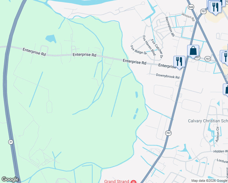 map of restaurants, bars, coffee shops, grocery stores, and more near 6255-6299 Joseph Road in Myrtle Beach