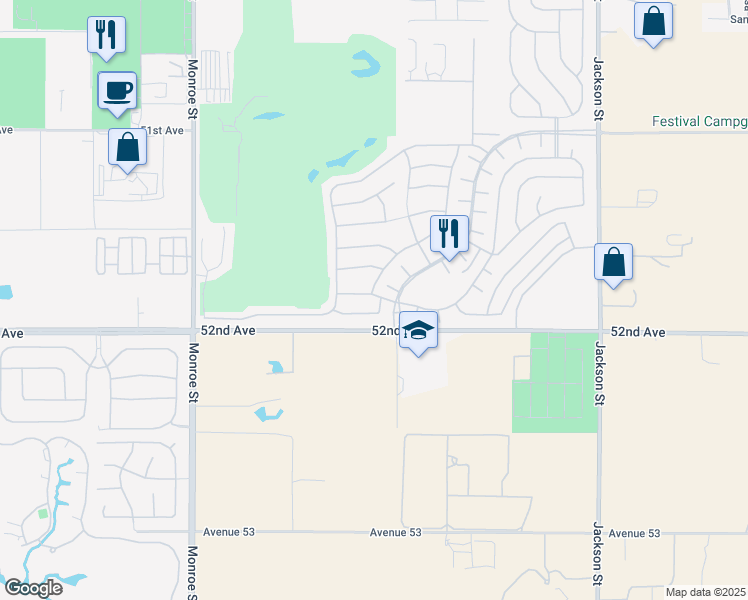 map of restaurants, bars, coffee shops, grocery stores, and more near 51845 Lakeshore Court in Indio