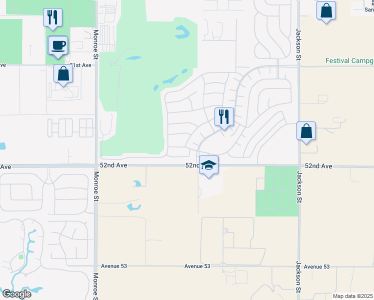 map of restaurants, bars, coffee shops, grocery stores, and more near 51875 Lakeshore Court in Indio