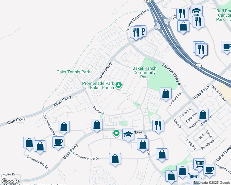 map of restaurants, bars, coffee shops, grocery stores, and more near 10 Barberry in Lake Forest