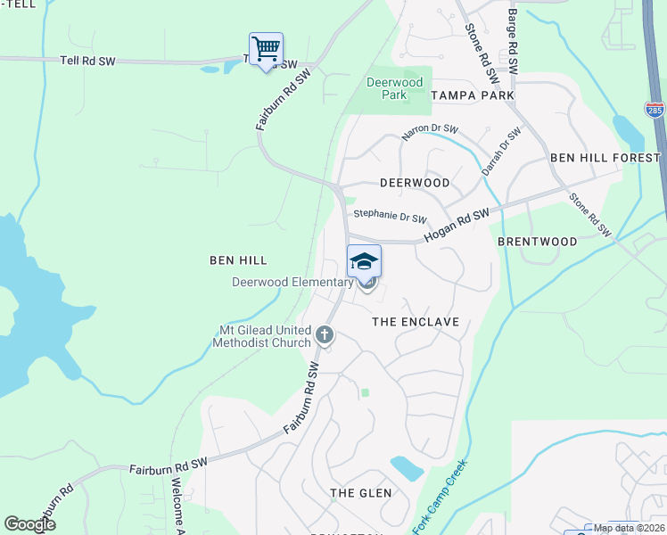 map of restaurants, bars, coffee shops, grocery stores, and more near 3003 Deerborne Court in Atlanta
