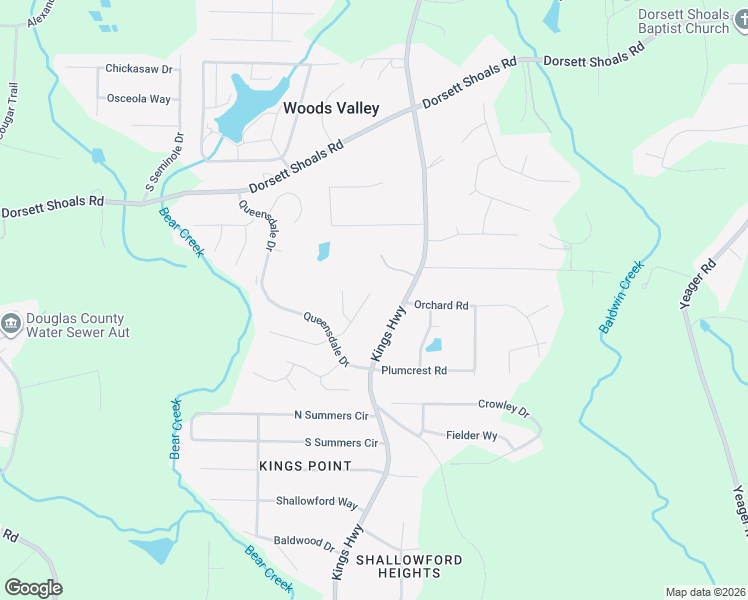map of restaurants, bars, coffee shops, grocery stores, and more near 4910 Roxton Lane in Douglasville