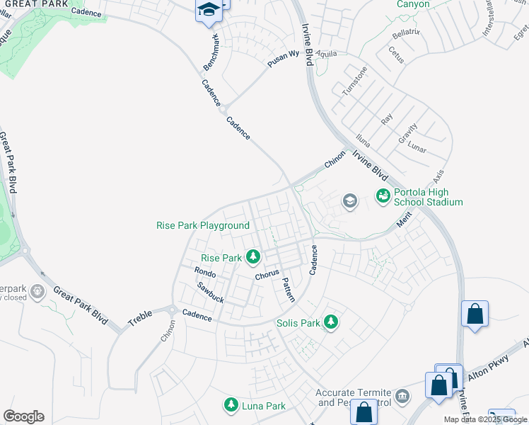 map of restaurants, bars, coffee shops, grocery stores, and more near 325 Sawbuck in Irvine