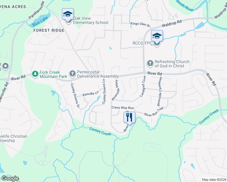 map of restaurants, bars, coffee shops, grocery stores, and more near 3893 Landgraf Cove in Decatur
