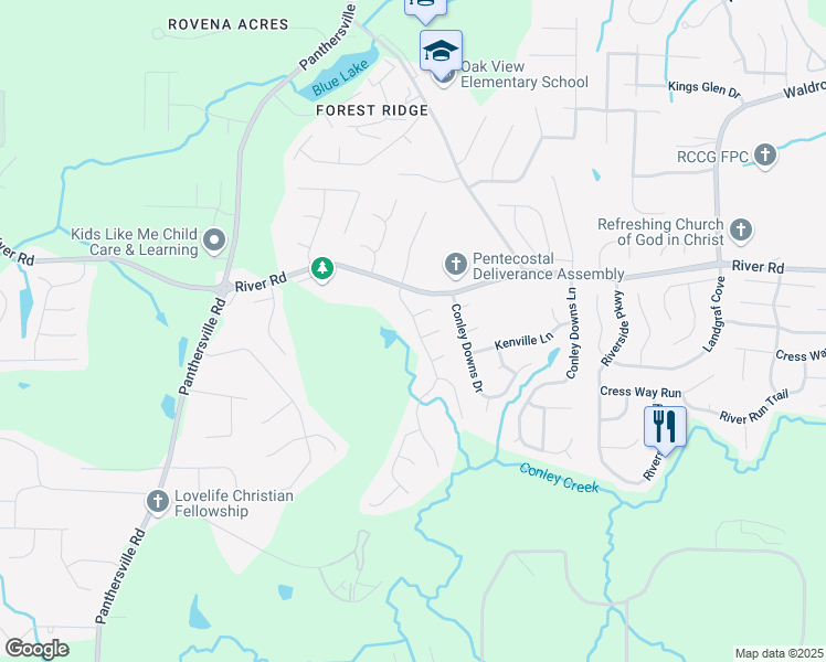 map of restaurants, bars, coffee shops, grocery stores, and more near 3755 River Ridge Court in Decatur