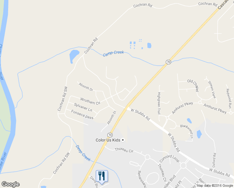 map of restaurants, bars, coffee shops, grocery stores, and more near 7735 Wrotham Circle in Atlanta