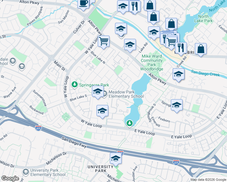 map of restaurants, bars, coffee shops, grocery stores, and more near 20 Portside in Irvine