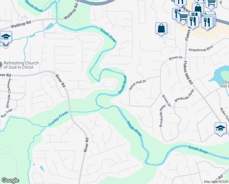 map of restaurants, bars, coffee shops, grocery stores, and more near 3602 John Carrol Drive in Decatur
