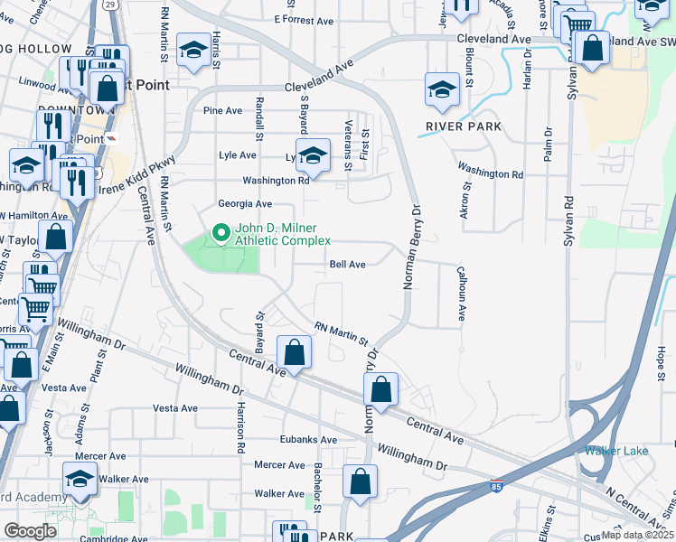 map of restaurants, bars, coffee shops, grocery stores, and more near 3045 North Street in Atlanta