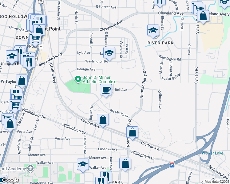 map of restaurants, bars, coffee shops, grocery stores, and more near 3045 North Street in Atlanta