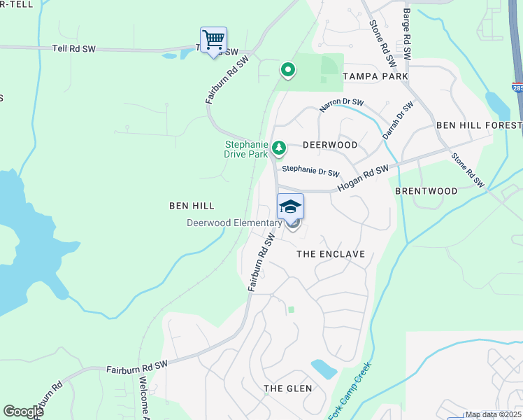 map of restaurants, bars, coffee shops, grocery stores, and more near 2744 Deerwood Lane in Atlanta